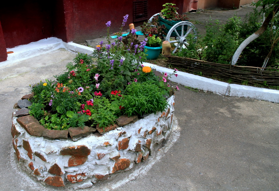 Цветы в сквере у дома 22 по ул. Садовяну