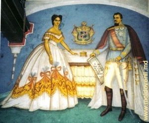 Al. I. Cuza şi Doamna Elena - pictură din Biserica Domnească de la Ruginoasa