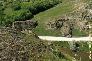 Drumul din preajma satului Buteşti, care intersectează stînca