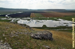 Вид на разлив реки Каменка у села Кобань с вершины толтровой гряды