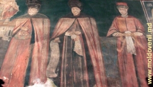 Екатерина Черкеза рядом с мужем и сыном - картина хранящихся  в церквах монастырей Голиа и Хлинча