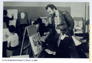 На занятиях по живописи в лицее им. И Виеру, 1980 год