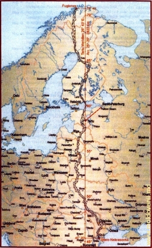 Дуга Струве на карте Европы