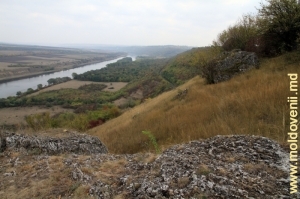 Вид на Днестр со скал на крутом склоне берега