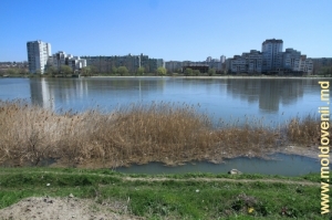 Днестр у Резины. Вид на левый берег, г. Рыбница. Апрель, 2013 г.
