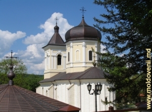 Vedere spre Mănăstirea Căpriana de sus, de lîngă biserica nouă, prim-plan