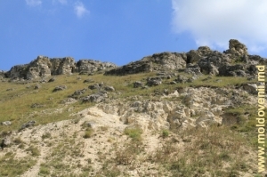 Толтровый массив и скала Циглэу в долине р. Лопатник на окраине с. Коржеуць
