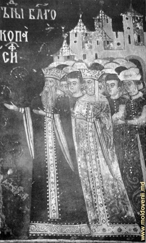 Alexandru cel Bun şi soţia sa, doamna Ana, frescă la Mănăstirea Suceviţa