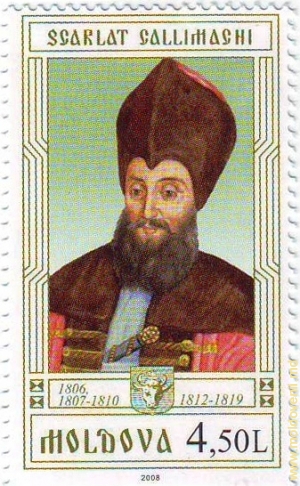 Imaginea lui Scarlat Callimachi pe o marcă poştală din Republica Moldova