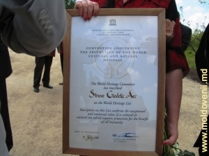 Certificatul UNESCO a Arcului Geodezic Struve de lîngă satul Rudi, Soroca, 17.06.06