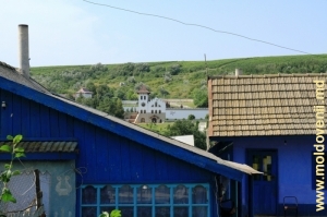 Case din satul Purcari şi vedere din depărtare spre Fabrica de Vinuri